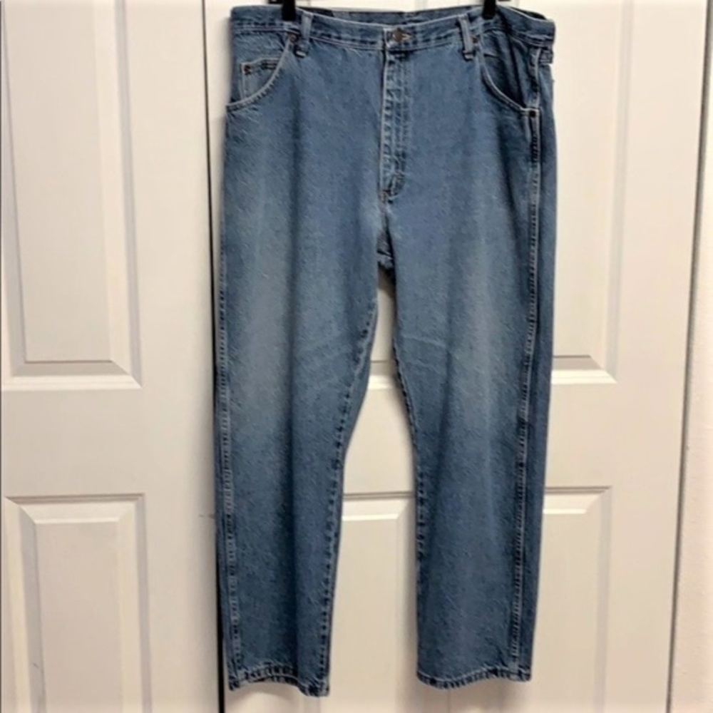 Wrangler Faded Blue Denim 5 Pocket Jeans Size 40 x 30 Straight Leg